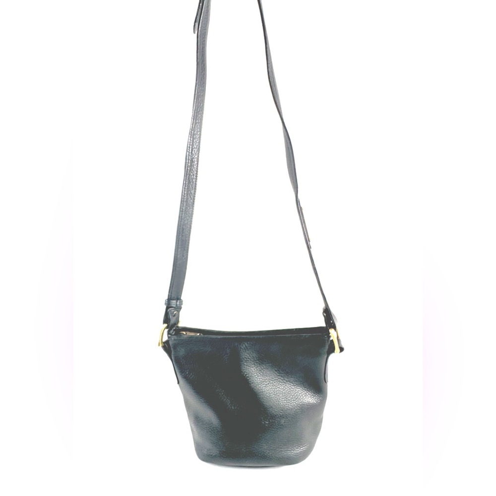 Timberland Black Leather Small Crossbody Bag Logo Brass